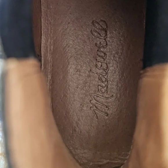 MADEWELL Genuine Leather Chelsea Boots Tan Lug sole low heel Black Size 9.5 - Picture 9 of 10